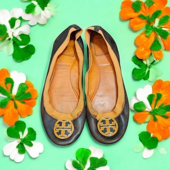 Tory Burch brown and orange ballet flats. Size 7.5 - Picture 9 of 9
